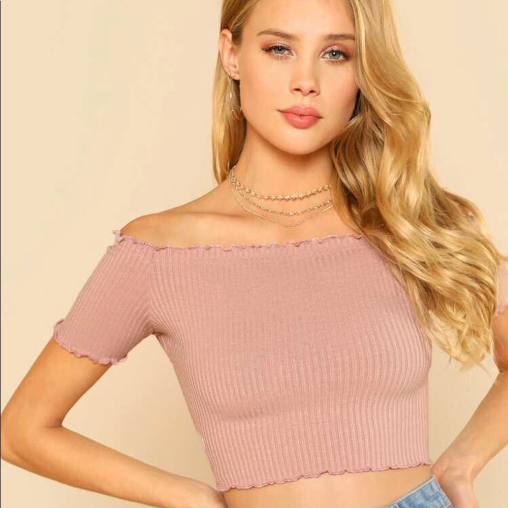 SHEIN Ribbed Off The Shoulder Top - Picture 7 of 8